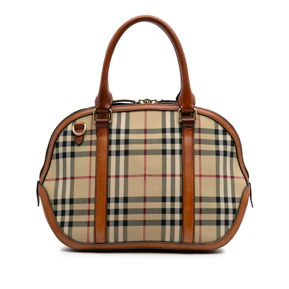 Pre-Loved Burberry Small Haymarket Check Coated Canvas Orchard Bowling Bag - Picture 1 of 11